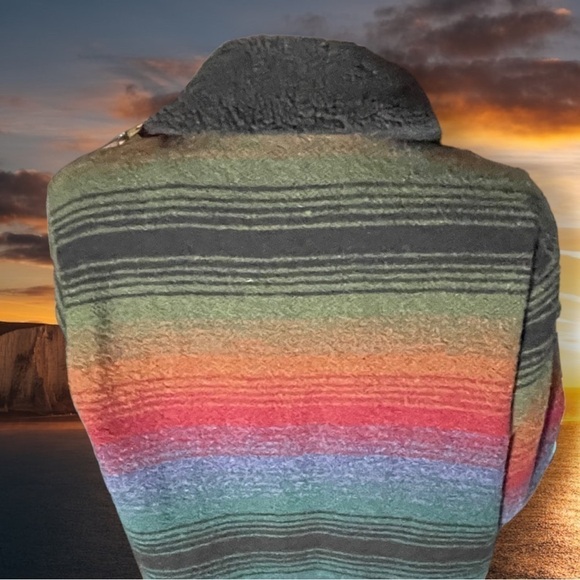 VINTAGE Woolrich Multi Ombre 17165 Rainbow Wool Barn Coat Size Medium - Picture 12 of 16